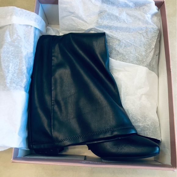 FRANCO SARTO Borne Black Faux Leather Wide-Calf Boots Size 8 - Picture 9 of 12